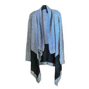 New Directions Womens Gray Open Front Asymmetric Hem Cardigan Sweater Large